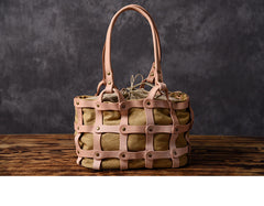 Leather Canvas Women Bucket Bag Shopper Bag Shoulder Bag For Women