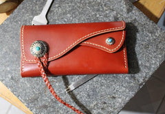 Cool Leather Mens Clutch Long Wallets Handmade Vintage Long Wallet for Women