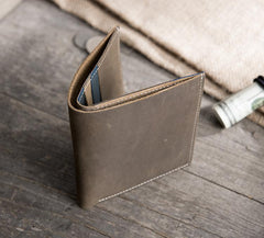 Cool Leather Mens Small Slim Wallet billfold Wallets Bifold for Men