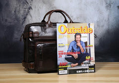 Genuine Leather Mens Cool Messenger Bag Briefcase Backpack Bag Travel Bag for Men