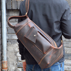 Leather Sling Bag for Men Vintage Chest Crossbody Bag For Mens