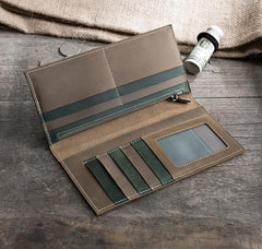 Handmade Leather Mens Clutch Wallet Cool Leather Wallet Long Phone Wallets for Men