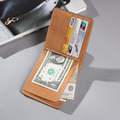 Handmade Cool Leather Mens billfold Leather Wallet Men Small Wallets Bifold for Men