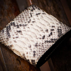Handmade Leather Boa Skin Tooled Mens billfold Wallet Cool Small Wallet for Men