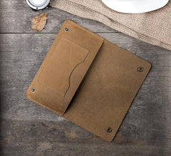 Handmade Leather Mens Clutch Wallet Cool Slim Leather Wallet Long Phone Wallets for Men