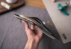 Cool Leather Mens Slim Small Wallet billfold Wallets Bifold for Men