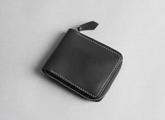 Handmade leather Mens Small biker wallet zipper billfold Chain Wallets for Men