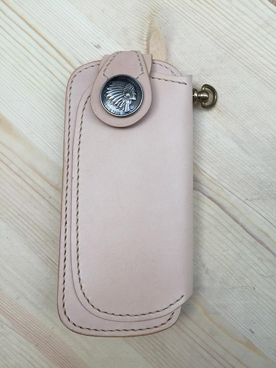 Handmade Mens Leather Biker Wallet Biker Chain Wallets Cool Long Wallet with Chain