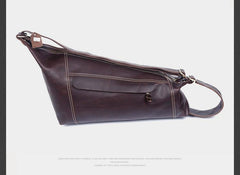 Genuine Leather Mens Coffee Cool Sling Pack Chest Bag Sling Bag Crossbody Pack for men