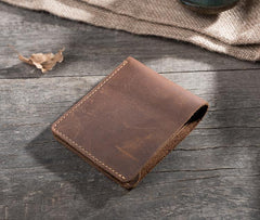 Handmade Leather Mens Cool Slim Leather Wallet Men Small billfold Wallets Bifold for Men