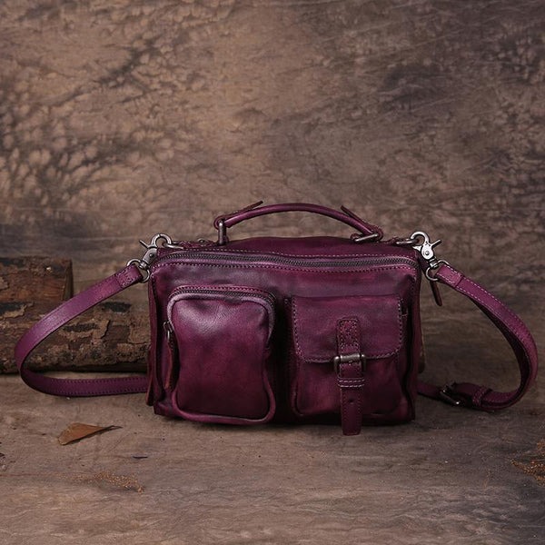 Vintage WOmens Leather Small Satchel Shoulder Bag Brown Womens Leather Handbag f DD84201105