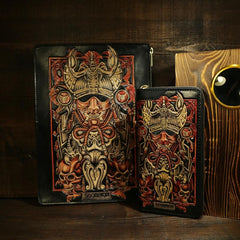 cool mens wallet​ Handmade Tooled Leather Biker Wallet Constellation Mens Cool Chain Wallet Trucker Wallet with Chain