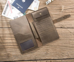 Cool Leather Mens Travel Long Wallet Passport Leather Wallet Long Wallet for Men
