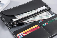 Cool Leather Mens Travel Long Wallets Passport Leather Wallet Long Wallets for Men