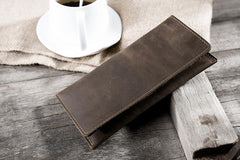 Handmade Leather Mens Clutch Wallet Cool Leather Wallet Long Phone Wallets for Men