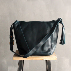 Vintage LEATHER WOMEN Bucket Bag SHOULDER BAG Purse with Tassel FOR WOMEN