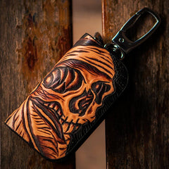 Handmade Leather Biker Mens Cool Car Key Wallet Coin Wallets Pouch Car KeyChain for Men