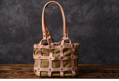 Leather Canvas Women Bucket Bag Shopper Bag Shoulder Bag For Women