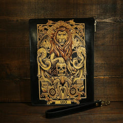 cool iphone wallet​ Handmade Tooled Leather Biker Wallet Constellation Mens Cool Chain Wallet Trucker Wallet with Chain
