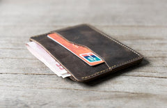 Handmade Leather Mens Cool billfold Wallet Card Holder Small Card Slim Wallets for Men