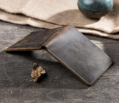 Handmade Leather Mens Cool Slim Leather Wallet Men Small billfold Wallets Bifold for Men