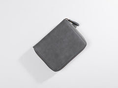 Cool Leather Mens Slim Leather Small Wallet Zipper billfold Wallets Bifold for Men