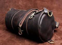 Genuine Leather Mens Barrel Bag Cool Weekender Bag Travel Bag Duffle Bags Overnight Bag Holdall Bag for men