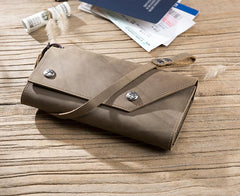 Handmade Leather Mens Cool Long  Chain Wallet Phone Biker Trucker Wristlet Wallet