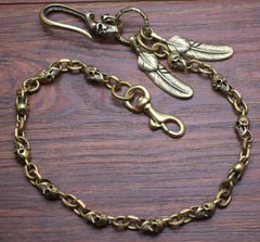 Cool Men's Handmade Pure Brass Skull Pants Chain Biker Wallet Chain For Men