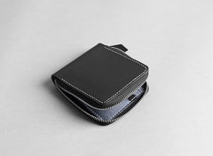 Handmade leather Mens Small biker wallet zipper billfold Chain Wallets for Men