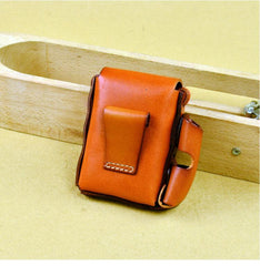 Cool Leather Mens Cigarette Case with Belt Loop Handmade Lighter Holder for Men