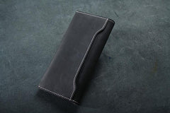 Handmade Leather Mens Clutch Wallet Cool Leather Wallet Long Phone Wallets for Men