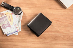 Handmade Leather Mens Cool Slim Leather Wallet Men Small Wallets Bifold for Men