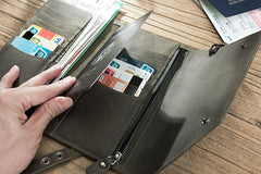 Handmade Leather Mens Cool Long  Chain Wallet Phone Biker Trucker Wristlet Wallet