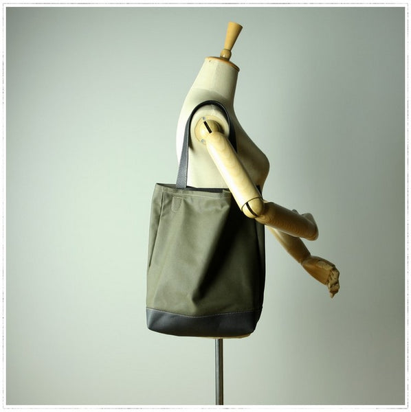 Womens Green Canvas Shoulder Tote Bags Best - Back View