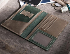 Handmade Leather Mens Travel Wallet Passport Leather Wallet billfold Long Wallets for Men