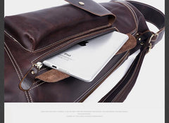 Genuine Leather Mens Coffee Cool Sling Pack Chest Bag Sling Bag Crossbody Pack for men