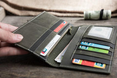 Handmade Leather Mens Clutch Wallet Cool Leather Wallet Long Phone Wallets for Men