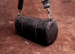 Genuine Leather Mens Barrel Bag Cool Weekender Bag Travel Bag Duffle Bags Overnight Bag Holdall Bag for men