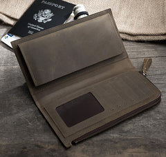 Leather Mens Long Wallet Cool Leather Wallet Long Bifold Wallets for Men