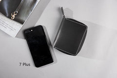 Cool Leather Mens Slim Leather Small Wallets Zipper billfold Wallets Bifold for Men