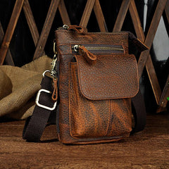 Mens Leather Small Side Bag Waist Pouch Holster COURIER BAG Belt Case Belt Pouch for Men