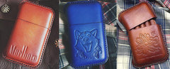 Red Leather Mens Cigarette Holder Case Vintage Custom Cigarette Case for Men