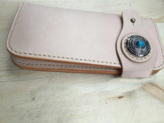 Cool Leather Mens Biker Chain Wallet Handmade Long Biker Wallet with Chain