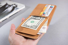 Handmade Cool Leather Mens billfold Leather Wallet Men Small Wallets Bifold for Men