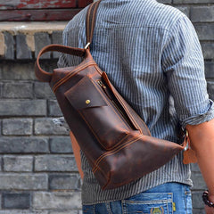 Cool Leather Mens Chest Bag Sling Bags Sling Crossbody Bag Travel Sling Bag for men