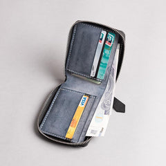 Handmade leather Mens Small biker wallet zipper billfold Chain Wallets for Men