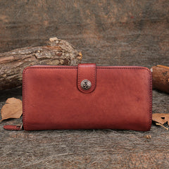 Cool Mens Leather long wallets zipper Vintage clutch wallet for men