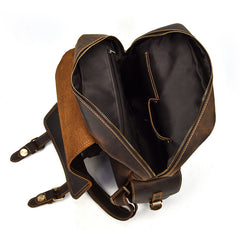 Leather Mens Cool Backpack Large Coffee Travel Bag Hiking Bag For Men
