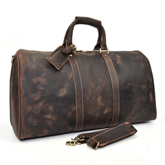 Cool Leather Mens Weekender Bag Vintage Coffee Travel Bag Duffle Bags Overnight Bag Holdall Bag for men